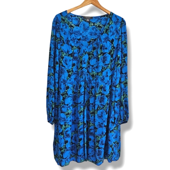 Primark Floral Swing Dress Plus Size 16 Blue Black Babydoll Over Print - Picture 6 of 11